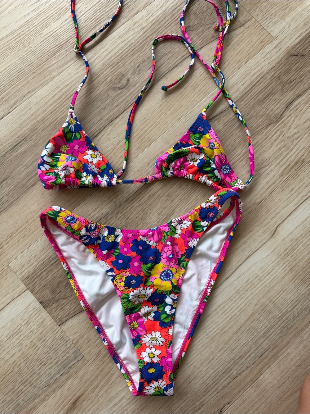 Vanessa Mooney Floral String Bikini Swimsuit - Pink Multi